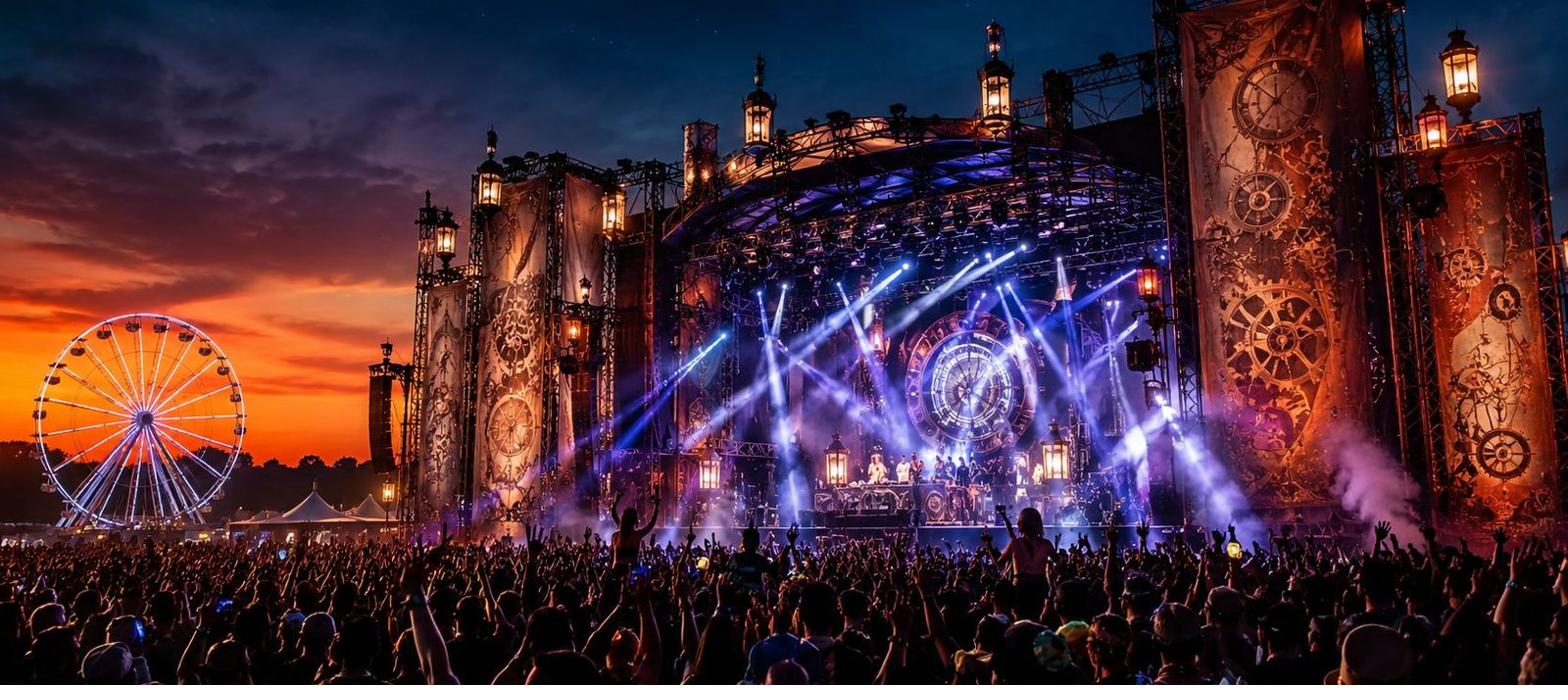 Frontier Mainstage at sunset